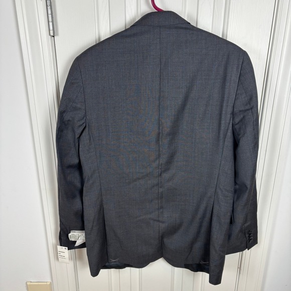 Michael Kors Mens Gray Blue Plaid Blazer Jacket Suit Coat Size 40 Long NWT - Picture 2 of 12